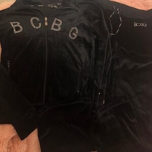 BCBG black velour tracksuit with bling